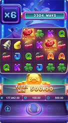 Lucky Piggy · Pemeriksaan bilah saldo, nilai taruhan, dan tombol kontrol putaran.